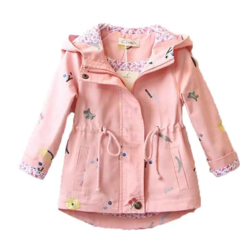Весенняя ветровка с цветочной вышивкой для маленьких девочек детская одежда