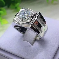 classic trendy hexagonal geometric zircon mens ring party wedding ring on finger jewelry size 7 12