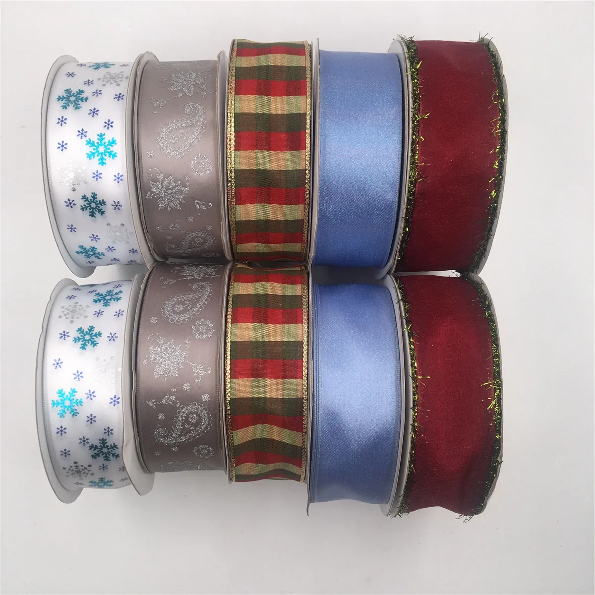 38 мм 25 ярдов с проводным краем Рождественская атласная лента для праздничного