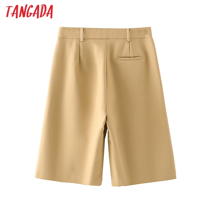 

Tangada 2021 Women Elegant Solid Shorts Side Zipper Pockets Vintage OL Shorts Pantalones DA96