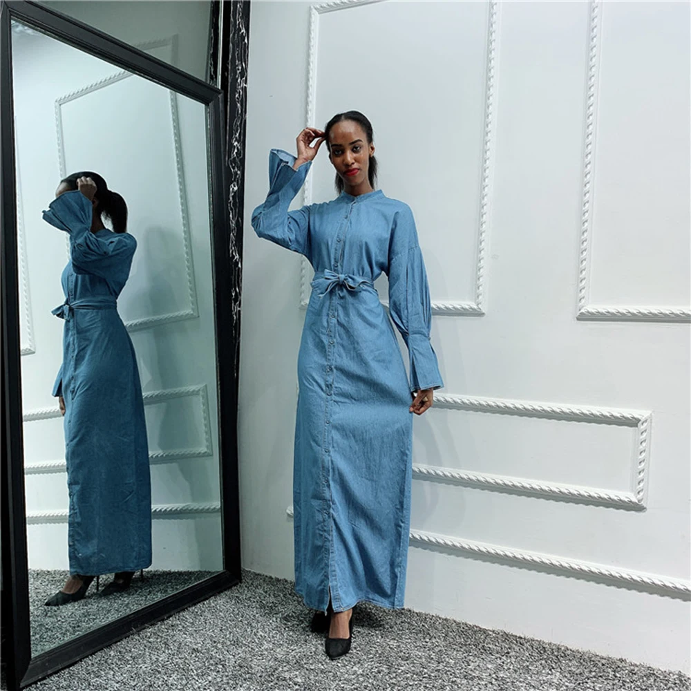 Caftan Дубай Abaya хиджаб мусульманское джинсовое платье Катар саудовские арабские
