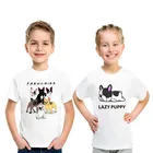Забавная детская футболка с принтом французского бульдога и собаки, детская одежда, футболка для мальчиков и девочек, Летние Повседневные детские топы, футболки HKP2148