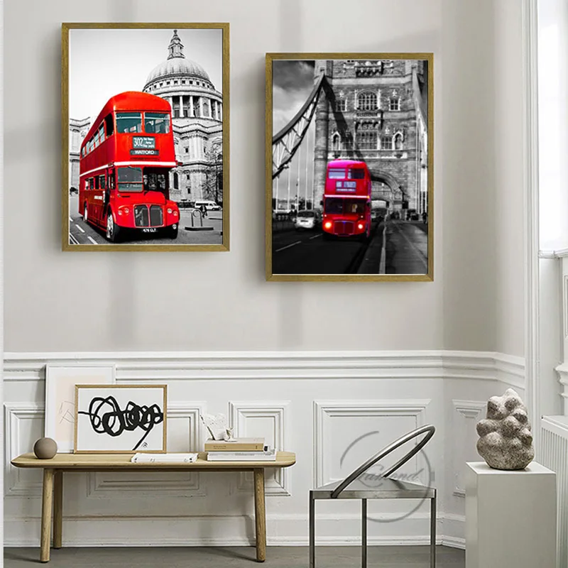 British Style Modern Canvas Art Wall Pictures City Buildings Bus Telephone Booth For Living Room Home Decor Posters No Frame | Дом и сад