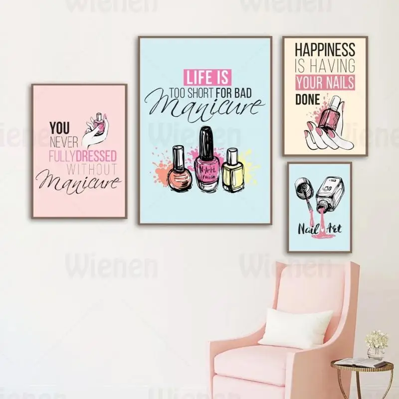 

Fashion Nail Art Beauty Salon Canvas Posters and Prints Decor Makeup Nail Polish Girl Life Quotes Canvas Painting Wall Picture