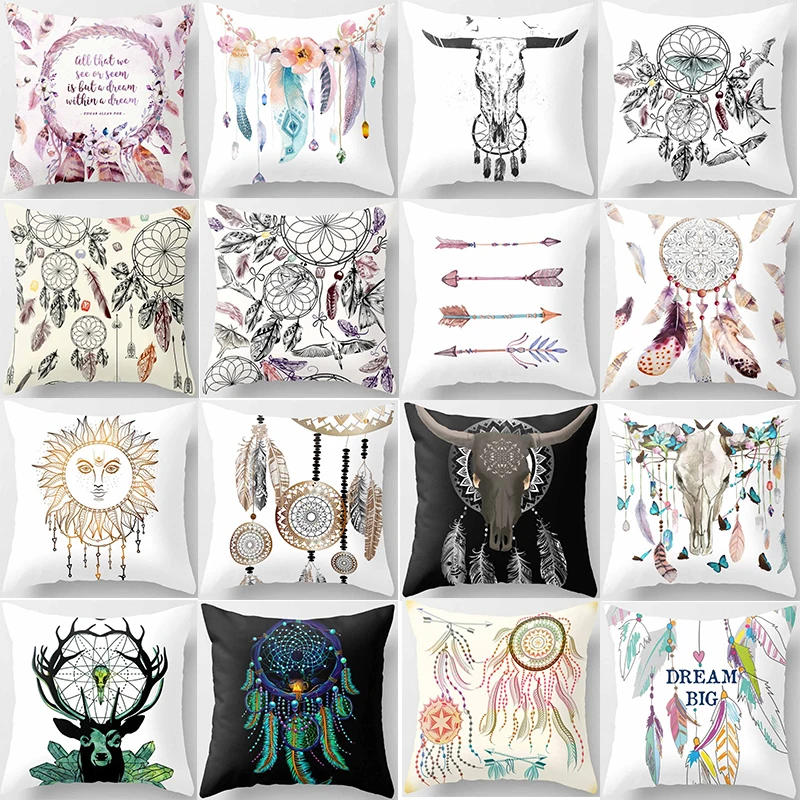 Горячая Распродажа красота перо Подушка Чехол в стиле бохо стиль квадратные