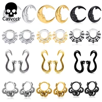 casvort 10pcs 316 stainless steel halloween moon web ear weight hangers stretcher piercer gauge expander hanging body jewelry