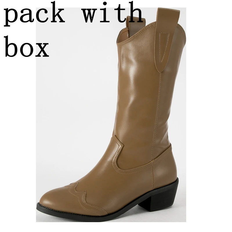 

Retro Soft Leather Motorcycle Boots Pointed Toe Knee High Boots Winter Boots for Women Winter New Casual Solid High Heel Boots