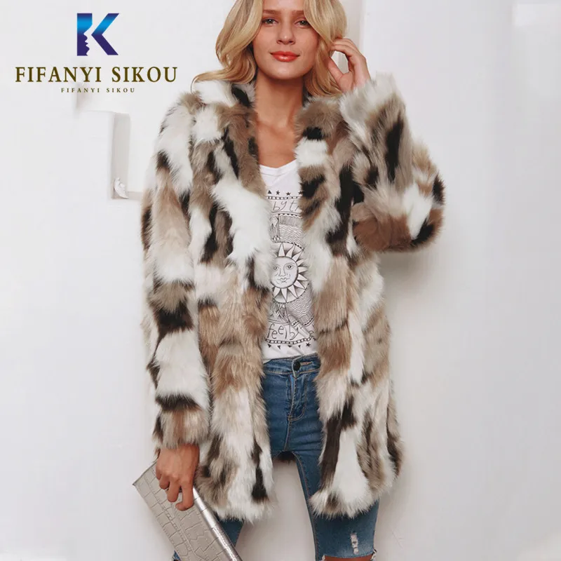

Winter Women Fashion Faux Fur Coat Loose Plus Size Lapel Overcoat Thick Warm Fur Coat Women High quality Winter Fur Jacket