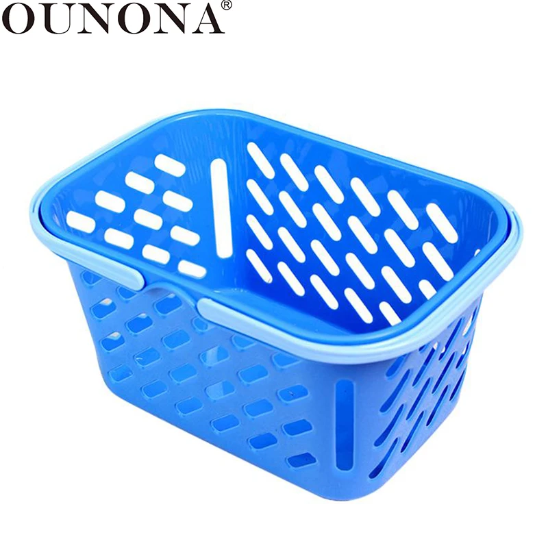 OUNONA корзина для покупок, пластиковая переносная корзина для хранения игрушек, кухонная корзина для хранения овощей и фруктов, корзины для ванной(случайный выбор