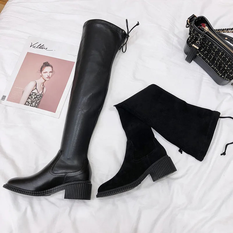 ZJVI/2019 Женские Сапоги выше колена из натуральной коровьей кожи сезон зима-осень