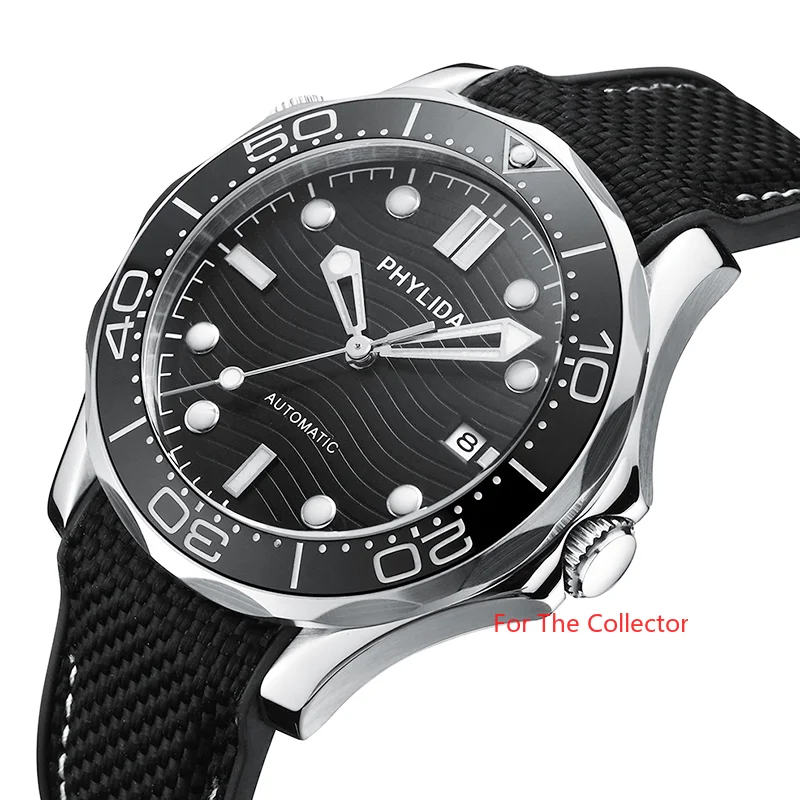 100M Tested WR Black Wave JAPAN MIYOTA Mechanical Automatic Watch DIVER300M Style Domed Sapphire Crystal Solid SS Super Luminous | Наручные