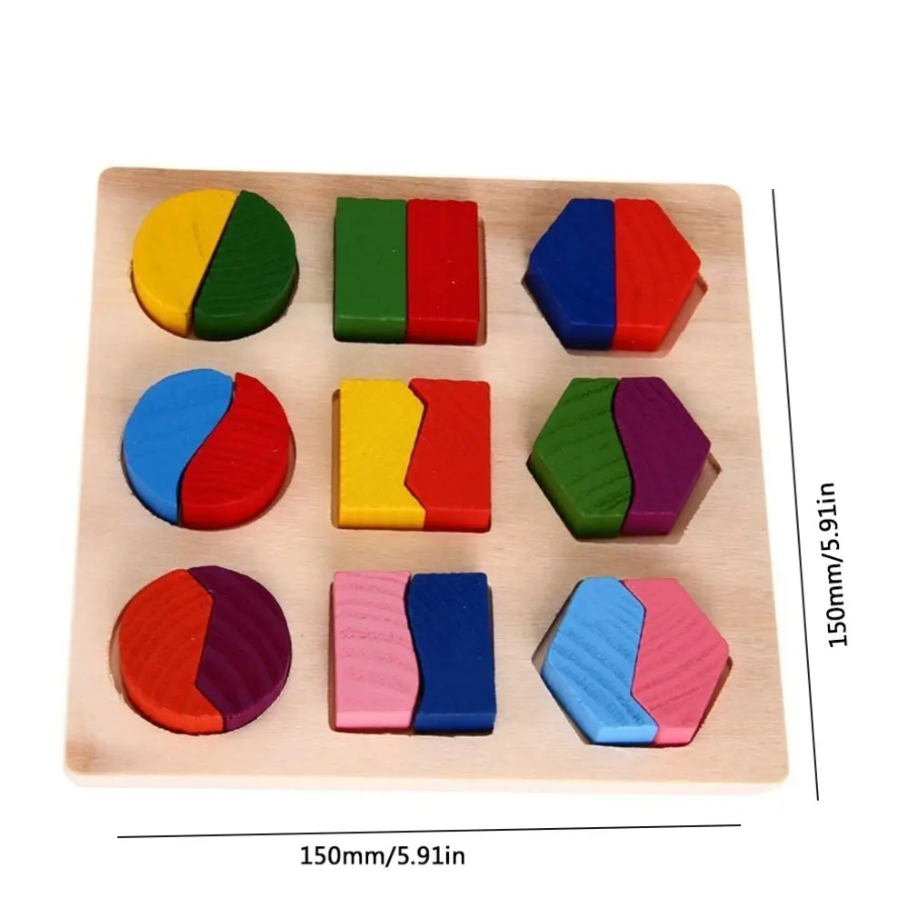 

Children Baby Wooden Geometry Block Puzzles Kids Cognitive Toy Early Learning Educational Toy Children Gift