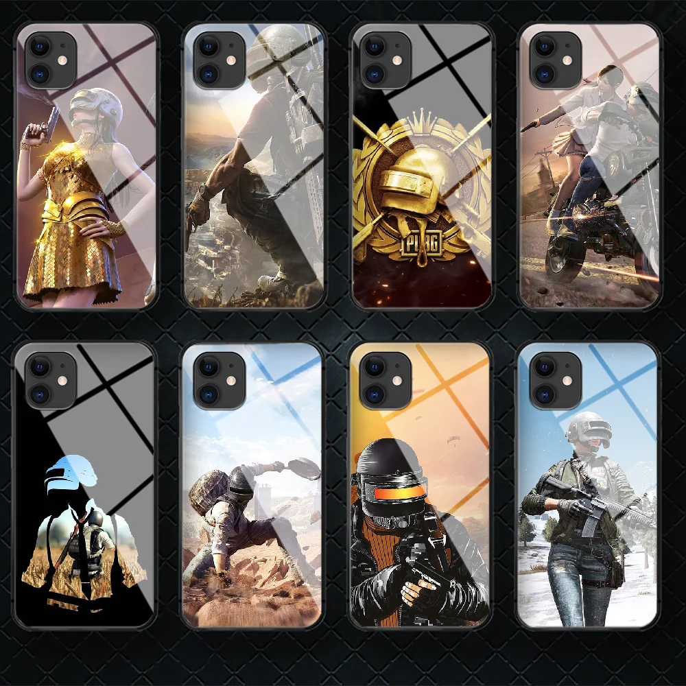 

Game PUBG Hot Tempered Glass Phone Case Cover For IPhone 5 6 7 8 11 12 S Plus Xr X Xs Pro Max Mini Se 2020 Black Black Etui