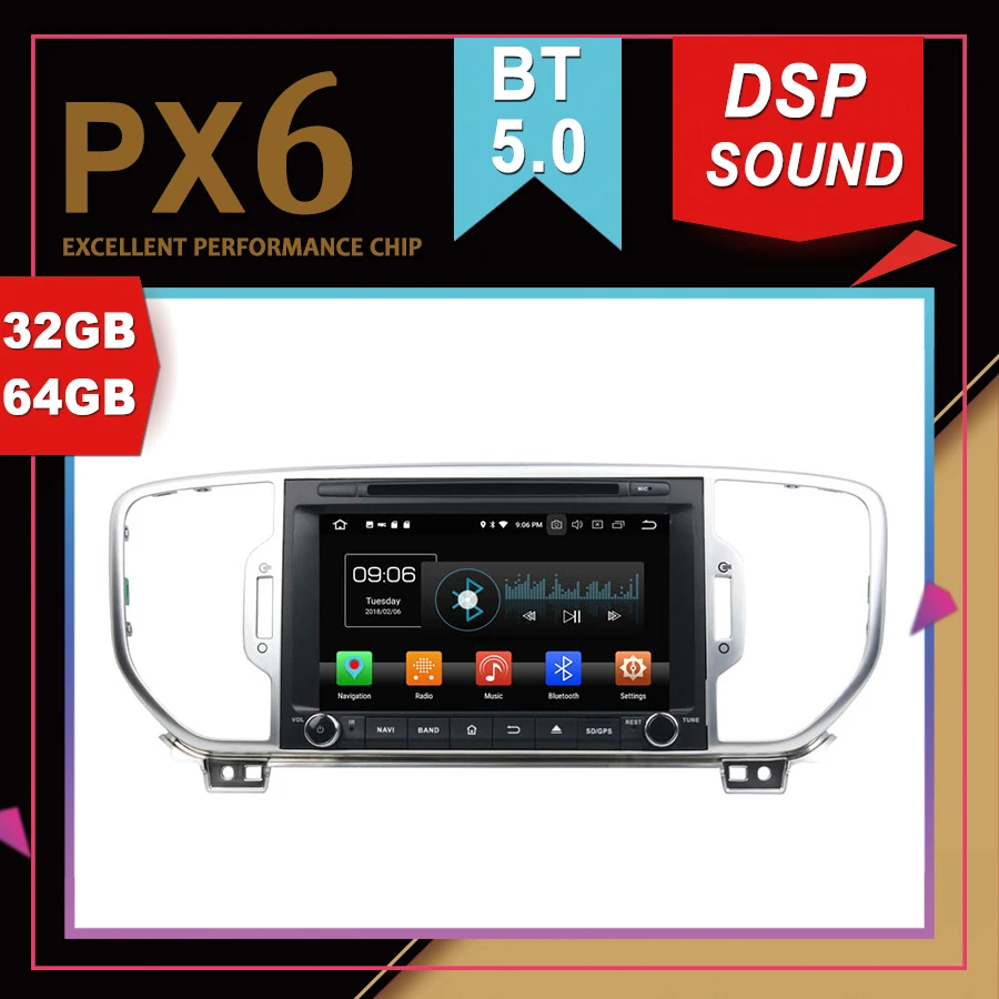 Автомобильный мультимедийный видеорегистратор PX6 с GPS навигацией Android 9 0 DSP для KIA