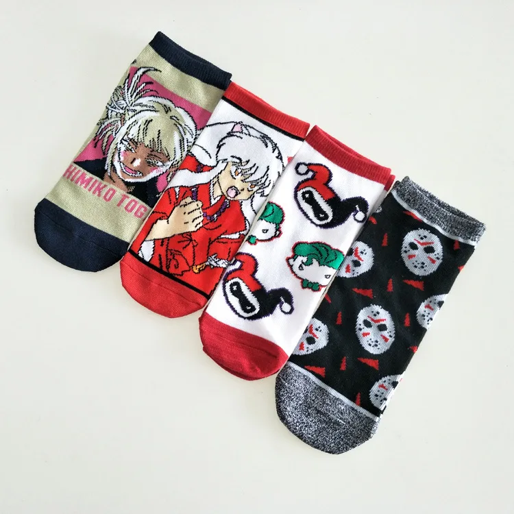 Inuyasha/женские носки с героями мультфильмов; забавные короткие носки из хлопка; милые удобные уличные носки Kawaii; модная повседневная одежда; Skarpetki
