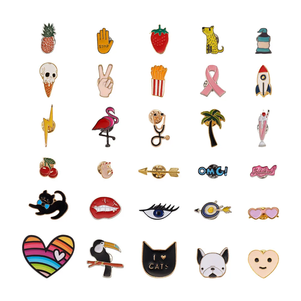

Эмалированные булавки для одежды Pandahall, 1 комплект, с изображением кота, еды, сердца, из сплава, мешочек для брошек