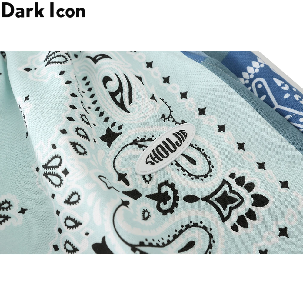 

Dark Icon Bandana Shorts Men Women Elastic Waist Drawstring Men's Shorts Blue Black