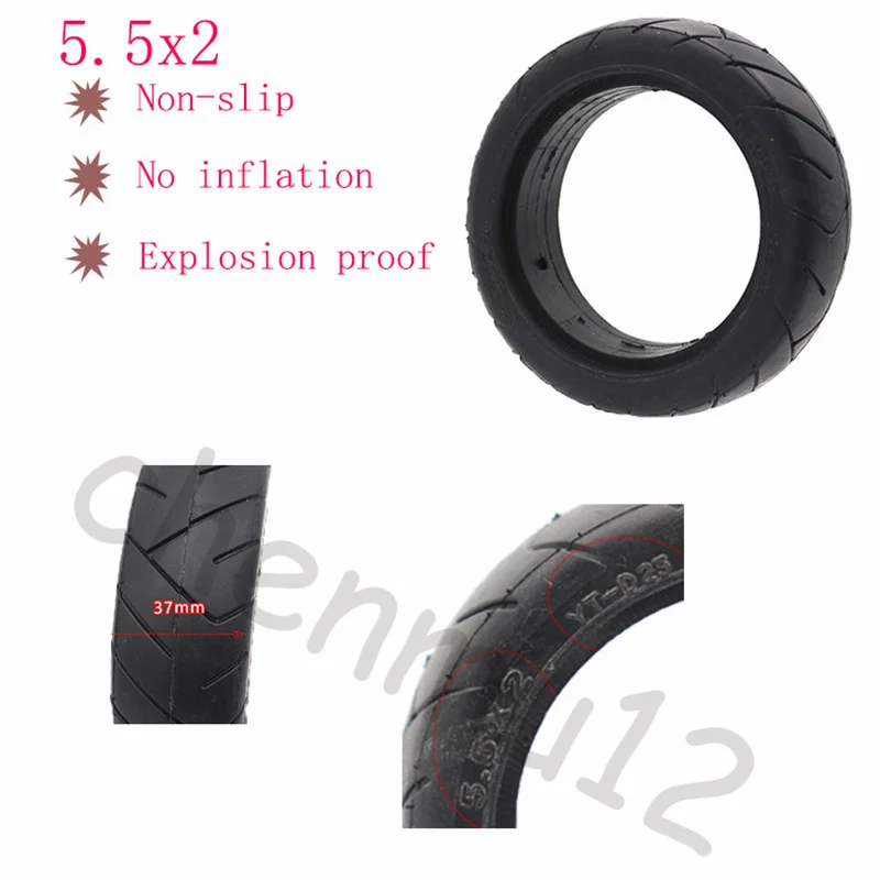 

High-quality 5.5x2 solid rubber tires with a diameter of 126mm, for balancing solid tires and wheels of electric scooters