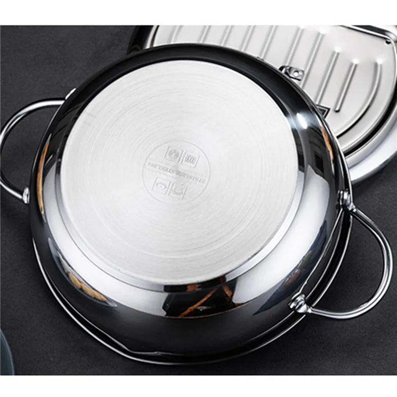 Japanese Deep Frying Pot with a Thermometer and Lid 304 Stainless Steel Kitchen Tempura Fryer Pan | Дом и сад