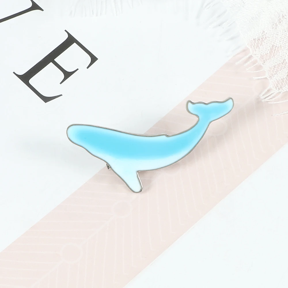 Эмалированная брошь в виде мультяшного Кита чисто синяя морская животного милая