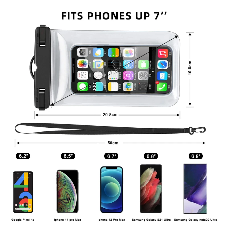 Drop resistant 35m Waterproof bag for Mobile Phones Under 6.9 Inches Plastic Mobile Phone Waterproof Case Diving Seal Phone Case