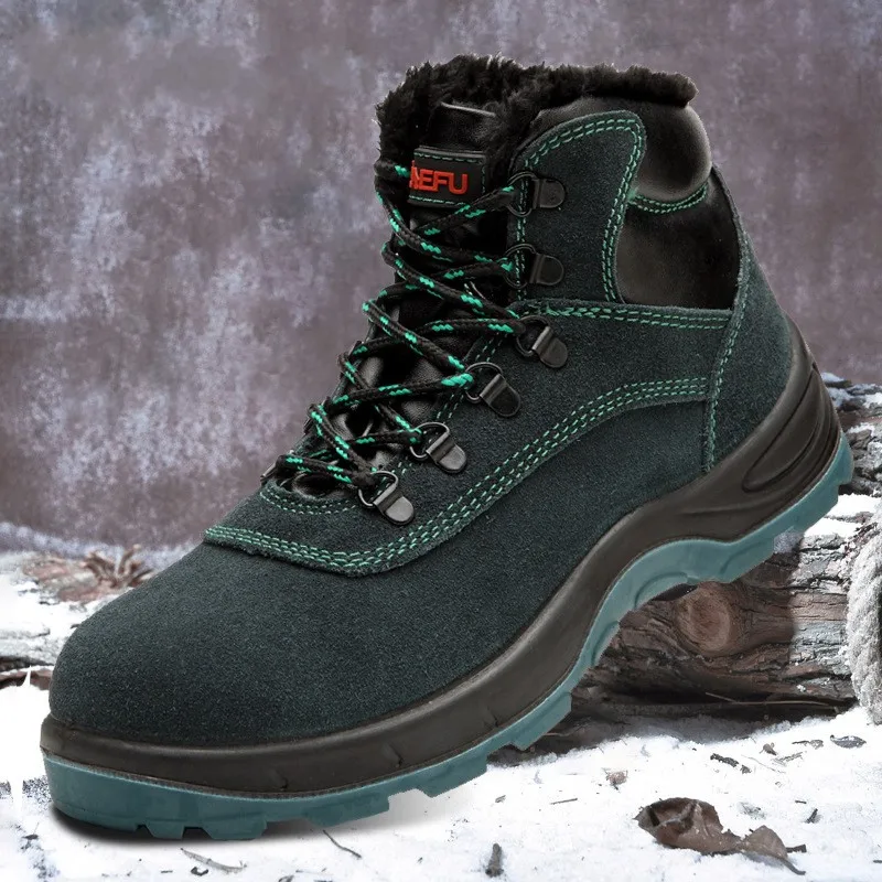 Мужские защитные ботинки зимние Бархатные рабочие с высоким стальным носком