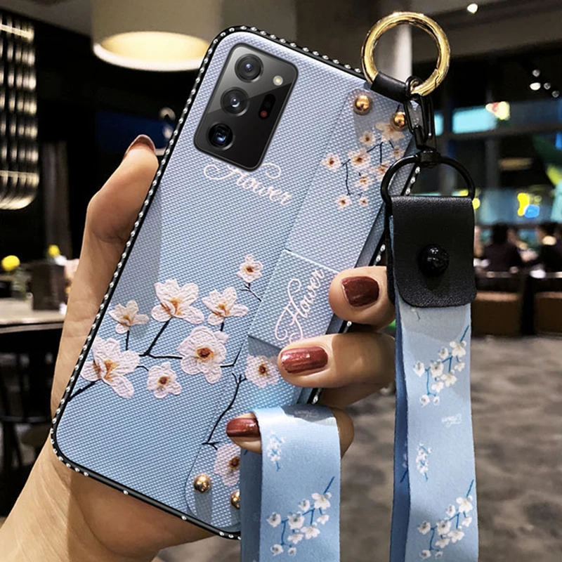 Ремешок на запястье Чехол для Samsung Галактики S21 S20 S10 S9 S8 S7 edge Plus Ultra Примечание 20 10 9 8