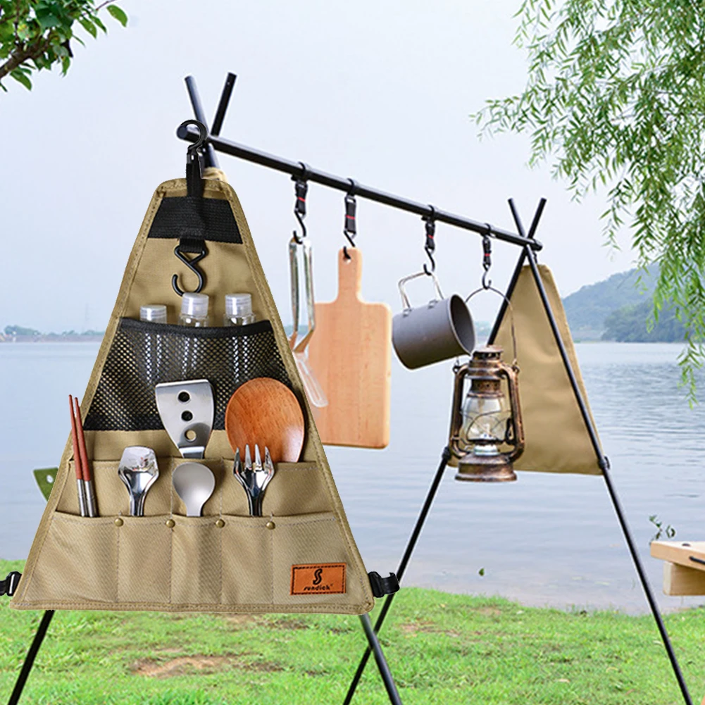 

1Pc 900D Oxford Cloth Camping Picnic Tableware Storage Bag Portable Barbecue Cutlery Organizer Hanging Holder Bags Outdoor Tools