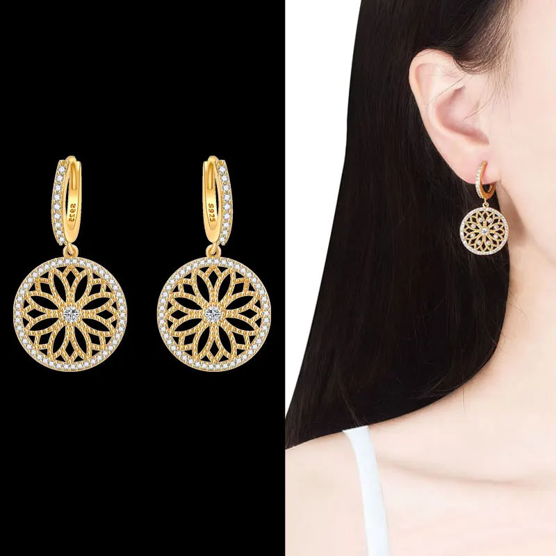 Крошечные трендовые серьги кольца с кубическим цирконием 925 классические