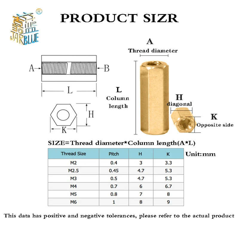 5-50pcs Hex Female to Female M2 M2.5 M3 M4 M5  brass standoff spacer Hexagonal Stud Spacer Hollow Pillars