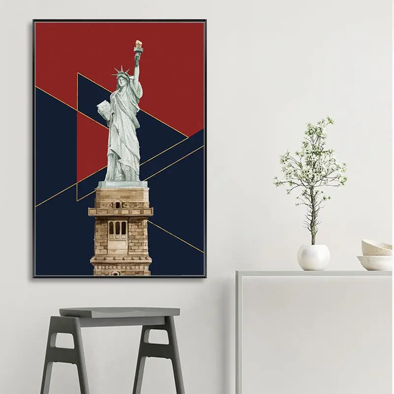 Европейский абстрактный настенный художественный плакат Статуя Свободы Холст