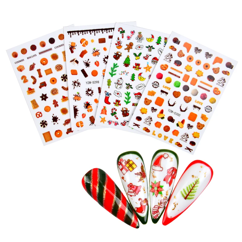 

1 Sheet Christmas Nails Art Manicure Back Glue Decal Decorations Nail Sticker For Nails Tips Beauty