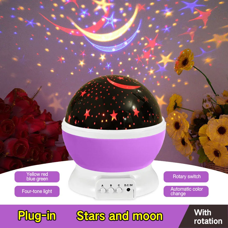 

LED Projector Light USB Starry Sky Night Light Rotating Bedside Table Lamp for Kids Home Decoration Desk Light Atmosphere