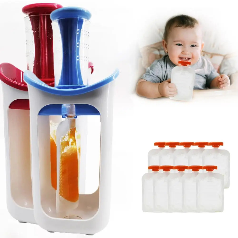

Squeeze Station Homemade Baby Safe Food Pouch Baby Fresh Fruit Juice Food Maker Machine Juice Puree Pack Feeding Pouches