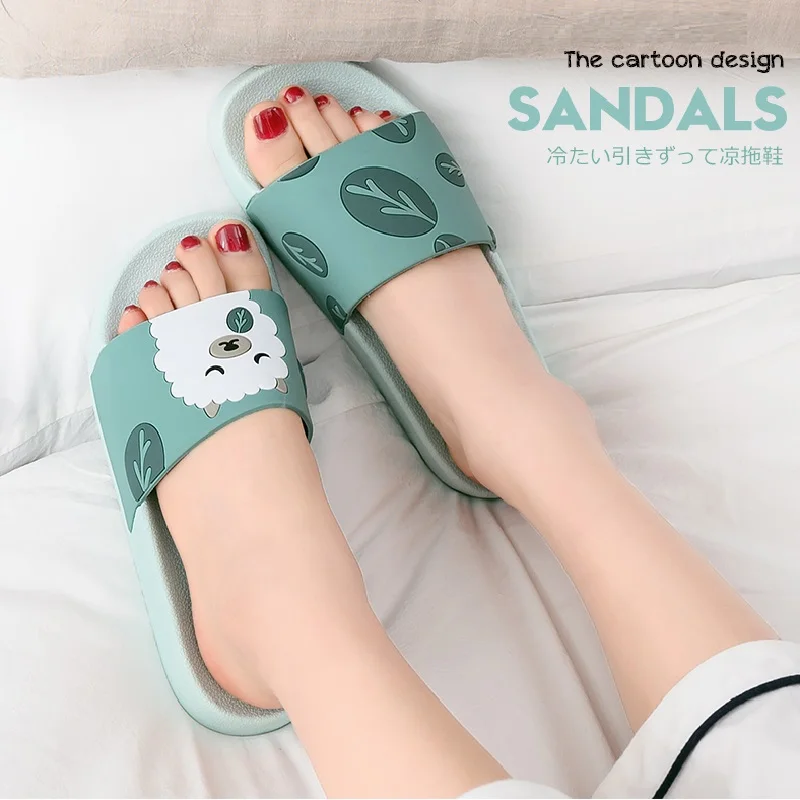 Женские летние домашние шлепанцы милые сандалии с животными сланцы для женщин и