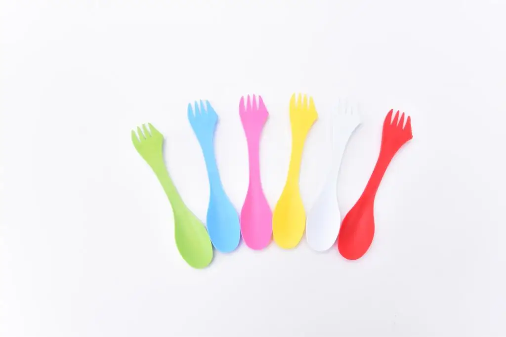 

6Pcs/Set 3 In 1 Spoon Fork Knife Multifunction Camping Gadget Camping Hiking Utensils Travel Tableware