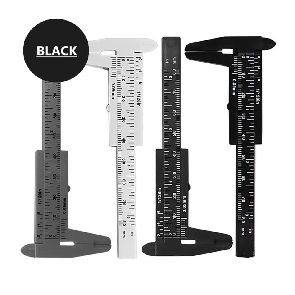 5pcs Mini 80mm Plastic Sliding Vernier Caliper Gauge Measuring Tool Ruler Micrometer Gauge White Blue Black color optional