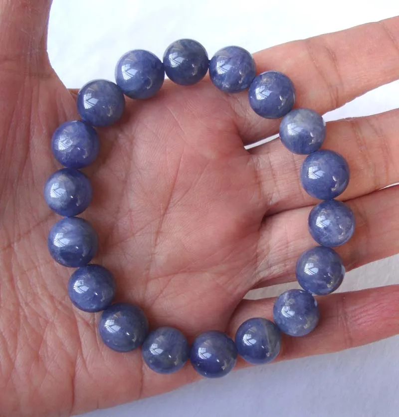 Браслет с бусинами из натурального танзанита 11 мм | Украшения и аксессуары