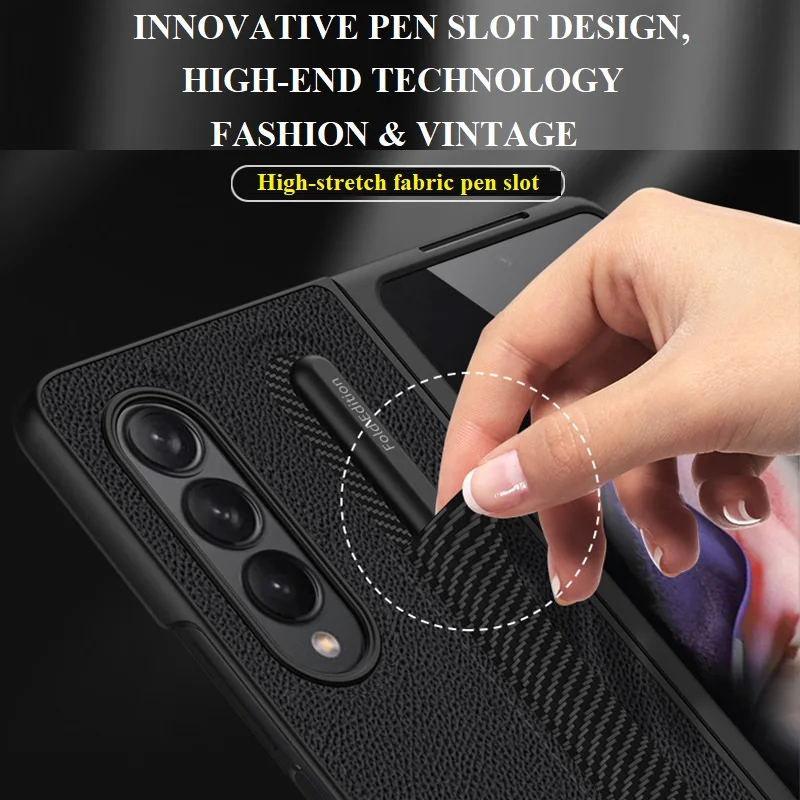 Роскошный кожаный чехол для Samsung Galaxy Z Fold 3 с держателем для S Pen Edition Fold3 защитный чехол со слотом.