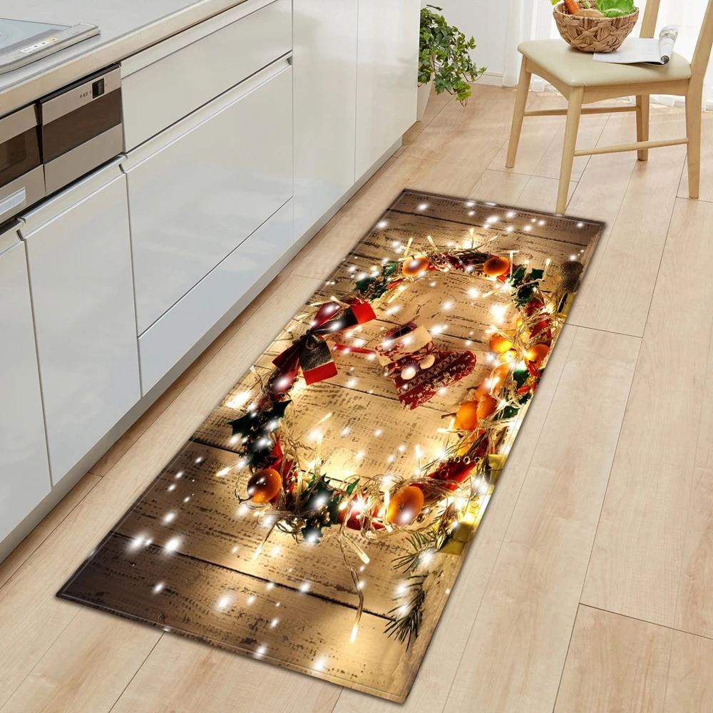 

Kitchen Carpet Doormat Entrance Home Bath Mat for Floor Christmas Decorations Living Room Carpet Antiskid Washable Hallway Rugs