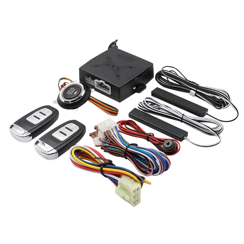 

12V Car One-Key Start Anti-Theft System PKE Keyless Entry Kit Remote Preheating and Cooling One-Key Start Alarm System