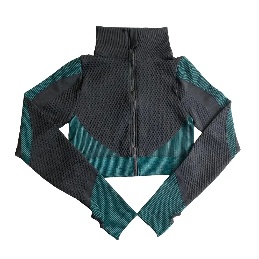 

2Pcs Seamless Yoga Set Women Running Sport Suit High Waist Gym Leggings Long Sleeve Zip Yoga Shirts Fitness Workout Tracksuit