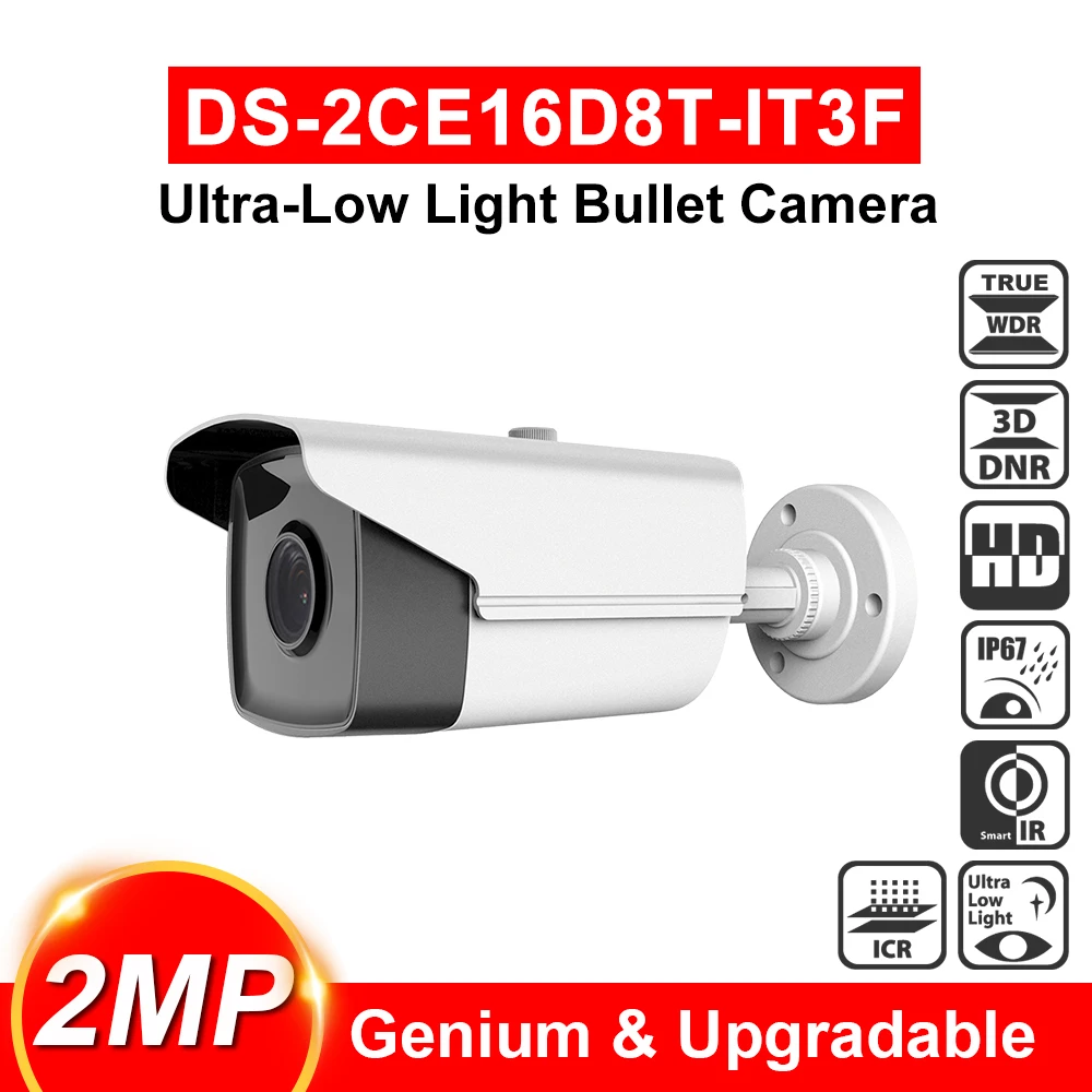 DS 2CE16D8T IT3F 2MP ультра низкий светильник цилиндрическая камера IP67 turbo HD TVI 60 м IR 130 дБ
