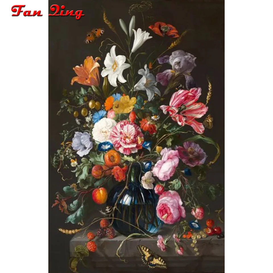 

Diy 5D Diamond Embroidery Still Life Vase Flower Butterfly Painting Full Square/Round Rhinestone Cross Stitch Mosaic Art Decor