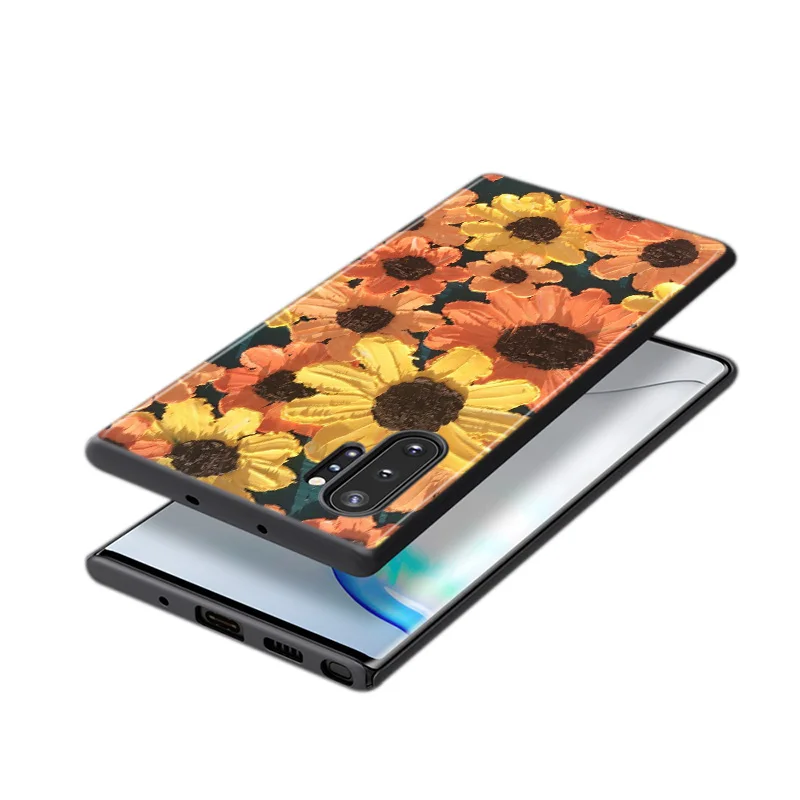 

Creative Oil Painting For Samsung Galaxy Note 20 10 9 8 S21 S10 S10E S9 S8 S7 Ultra Lite Plus Pro 5G Black silicone Phone Case