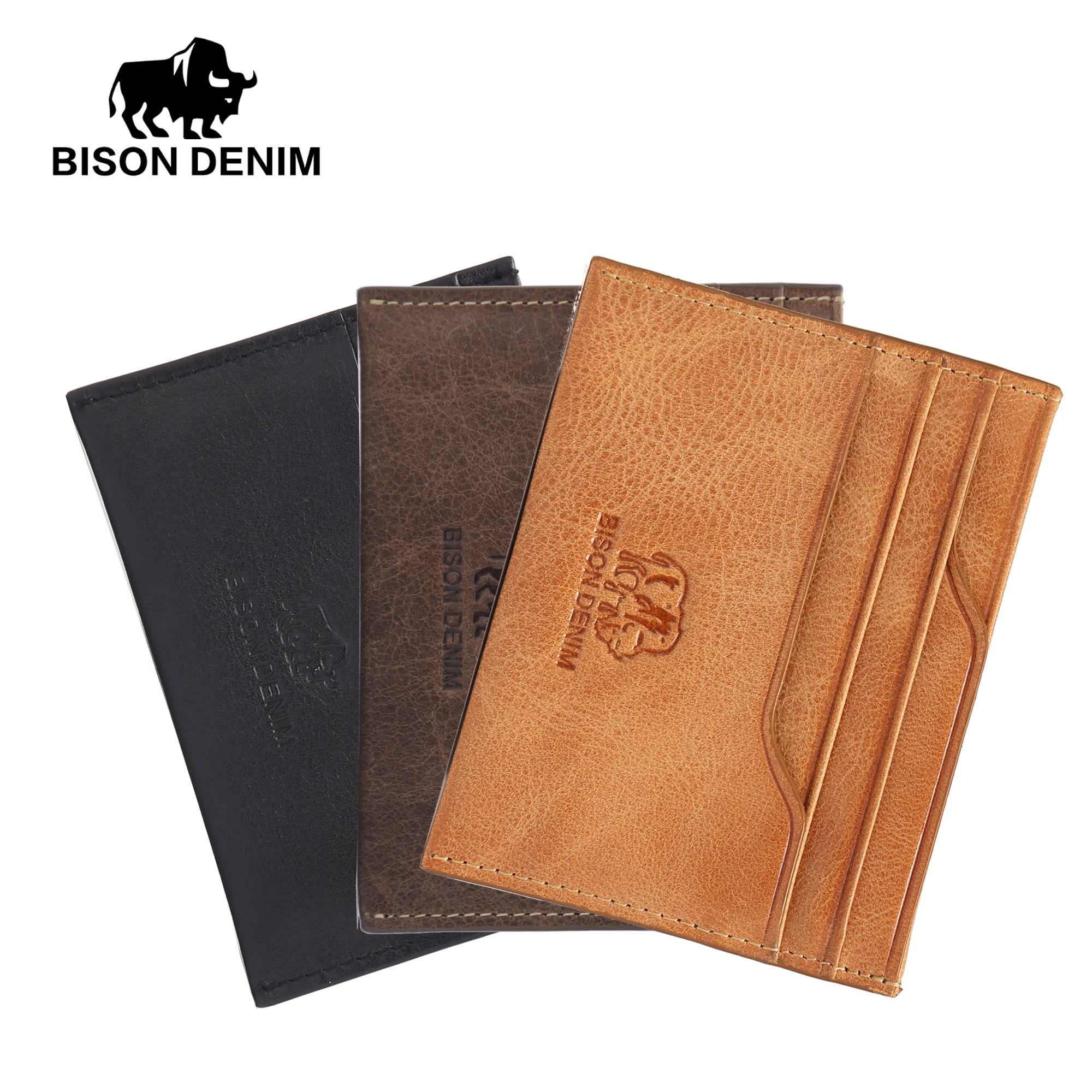 Кошелек BISON DENIM W9315 из натуральной кожи тонкий мини кошелек воловьей держатель для