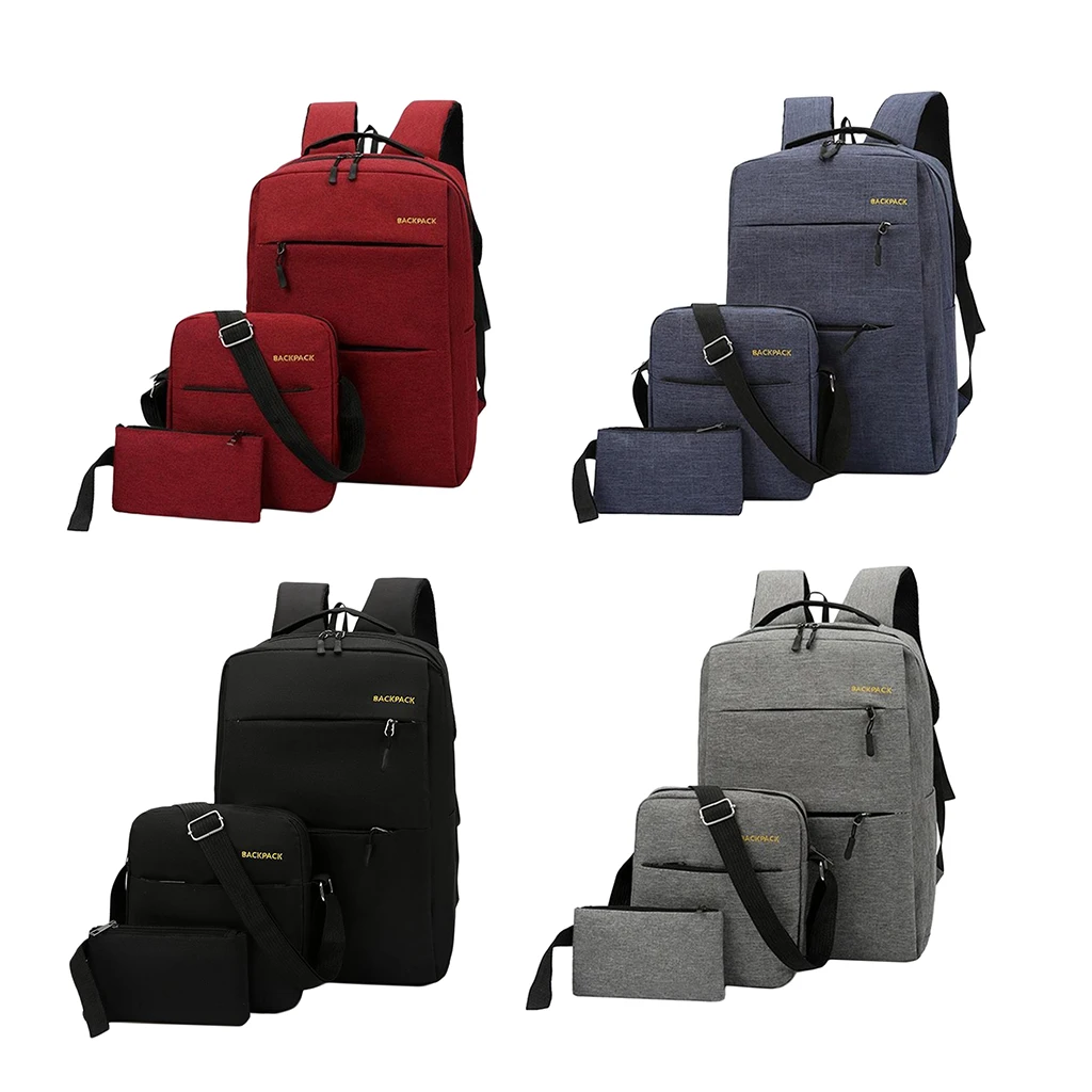 

Boys Large Capacity Solid Color Backpack Waterproof With USB Charging Interface