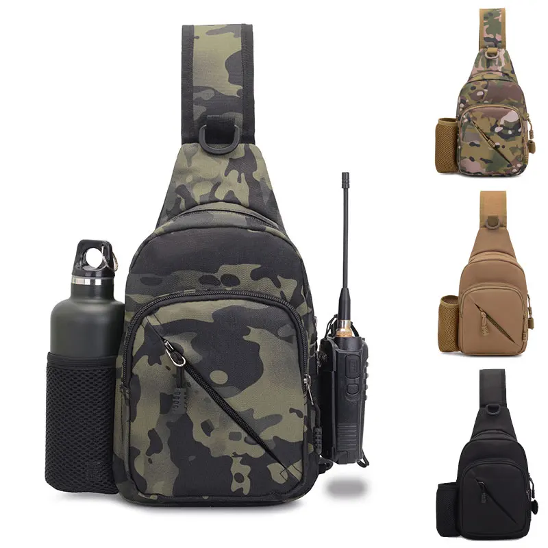 Нагрудная сумка на плечо камуфляжный рюкзак-слинг в стиле милитари для