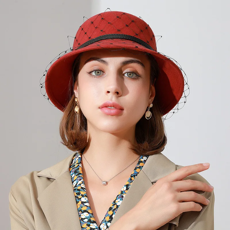 

2022 Vintage Basin Of Europe And The United States British Lady White Gauze Hair Headwear Party Hat Cap Hat Luxury Cashmere Hat