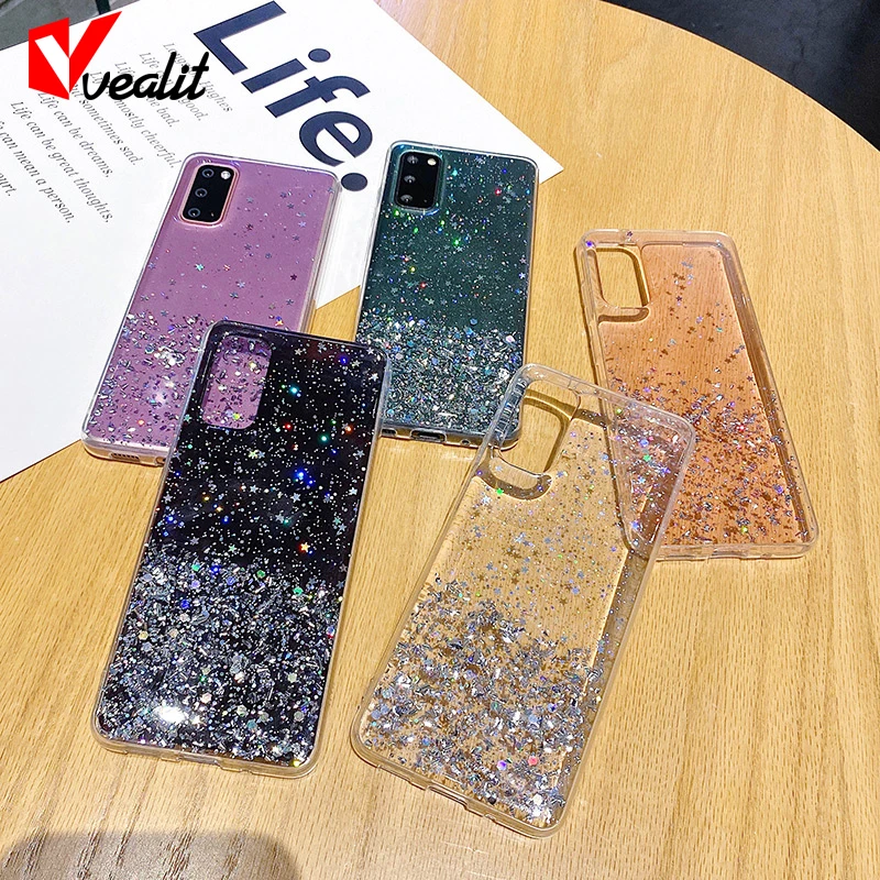

Bling Glitter Star Case for Samsung Galaxy S21 Note 20 10 9 S20 Ultra S10 S9 S8 Plus A32 A52 A72 A7 A51 A71 Case Back Cover